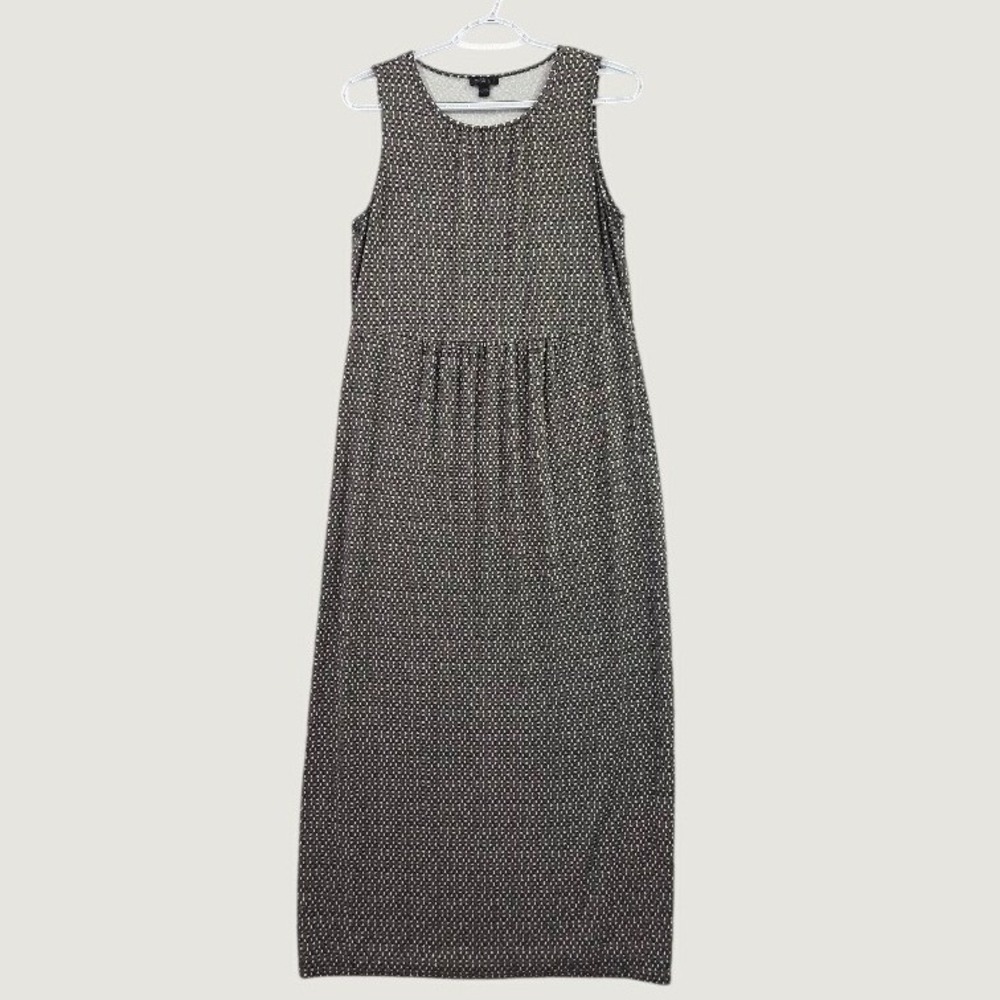 J. Jill Maxi Dress Women's Small Grey Wearever Sleeveless Geometric Empire Waist